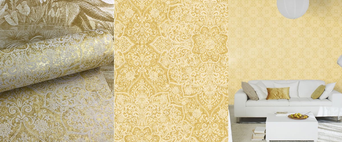 hari raya celebrations yellow damask pattern