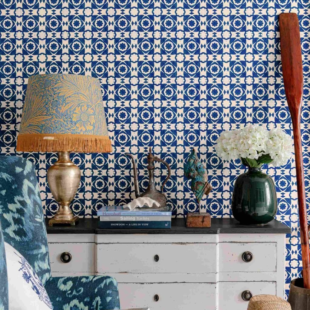 aegean tiles ethnic pattern wallpaper