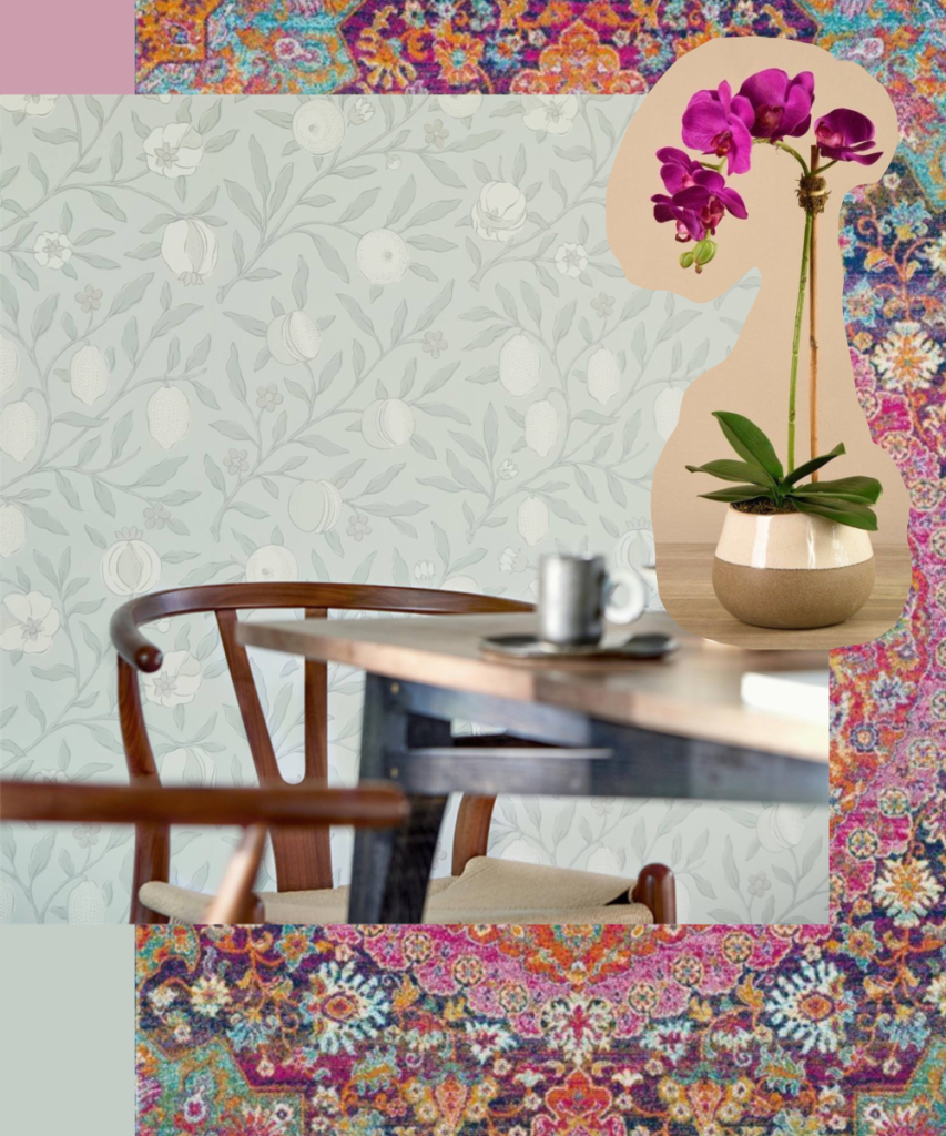 Soft green and bold pink color combination home ideas