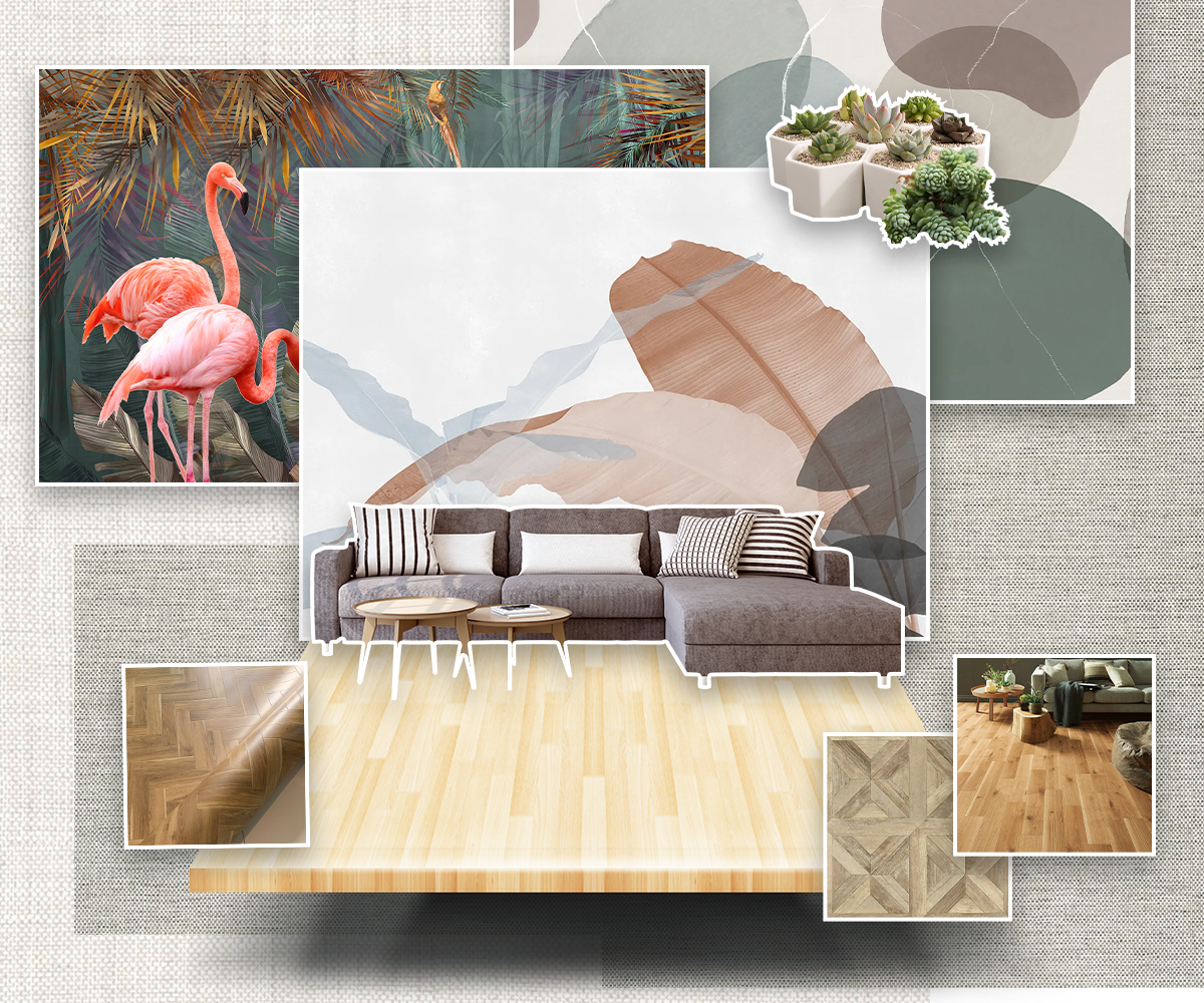 matching tones for combine floor decor and wallpaper