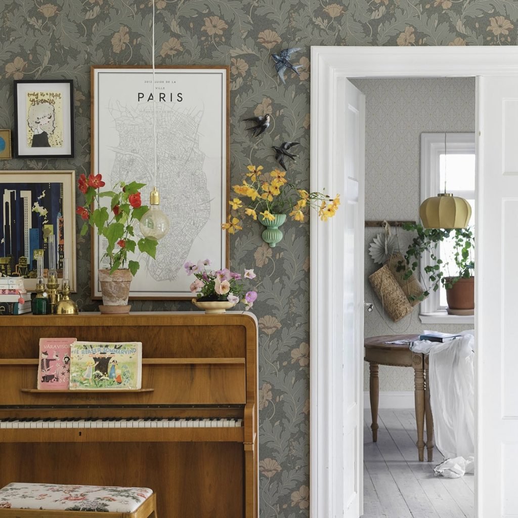 Charlotta Forest Green is a Grey Wallpaper