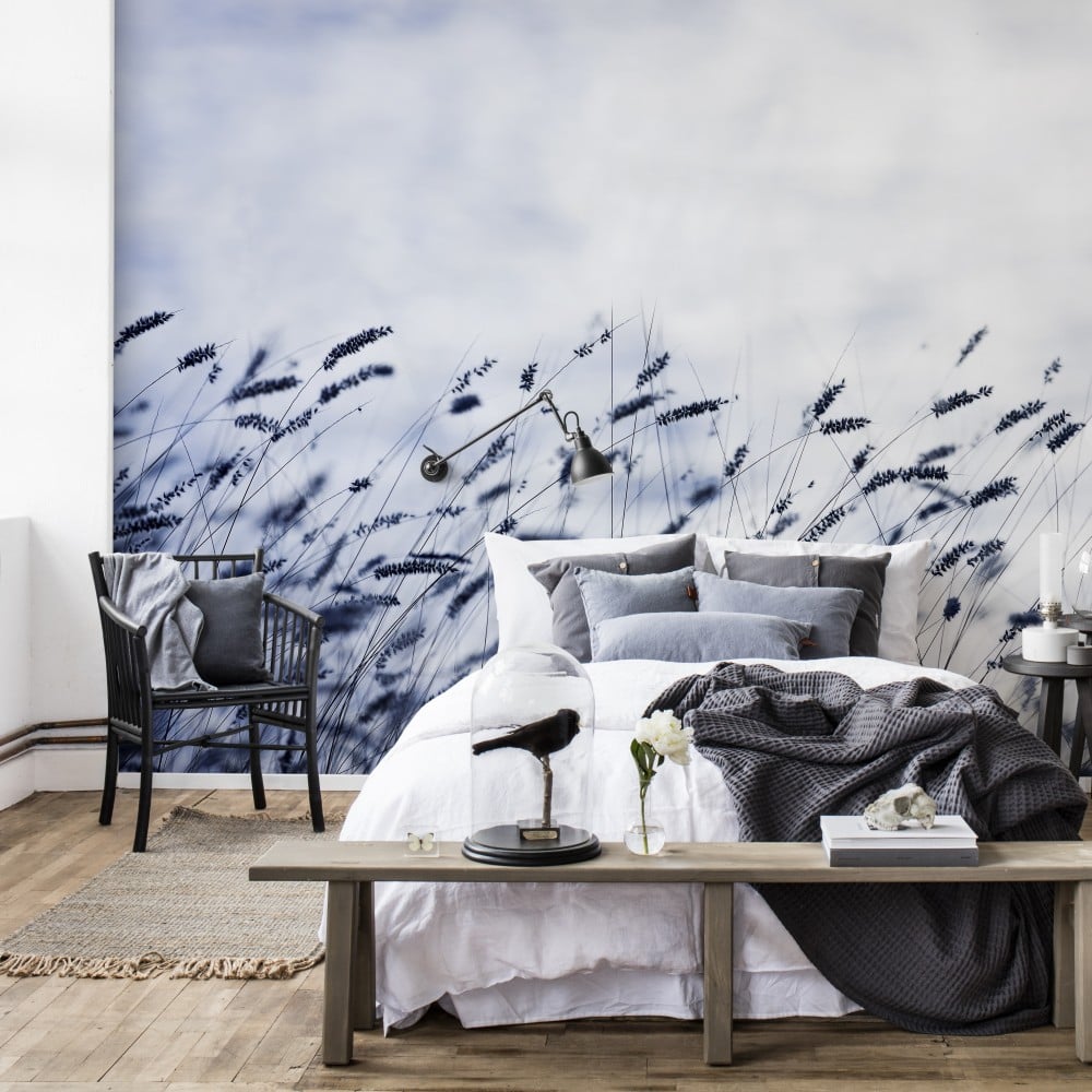 Scandinavian Light, Lavender Flower wallpaper for bedroom by Honpo Singapore.