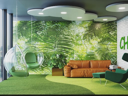 beautiful family room with fake grass Applications