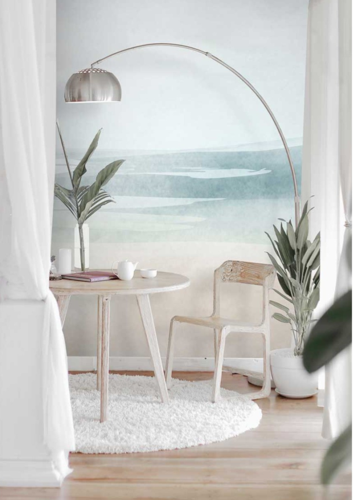 create a peaceful and relaxing atmosphere in a bedroom or a living room, soft gradient wallpaper