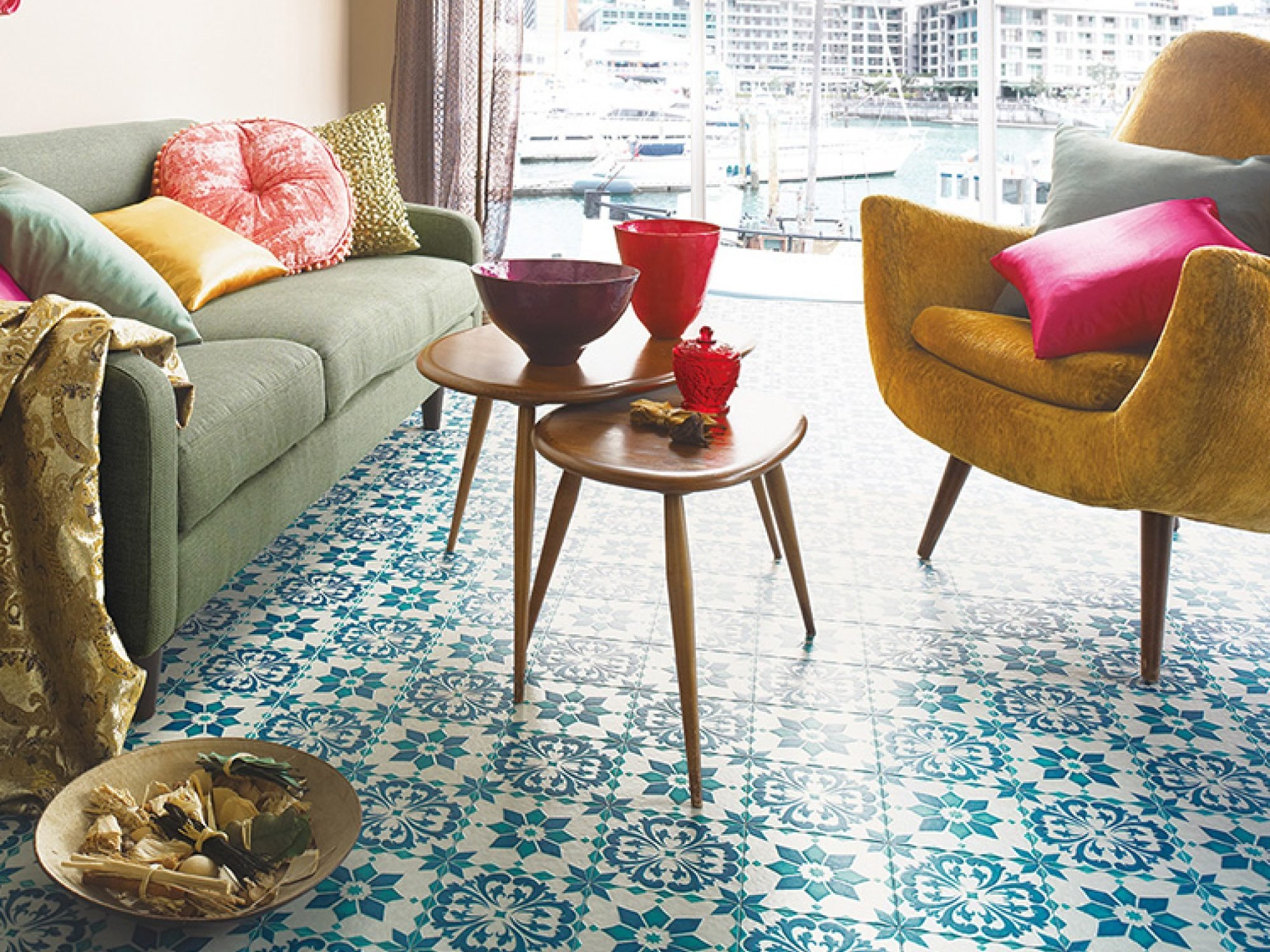 Moroccan Tiles Cushion Floor Sheet