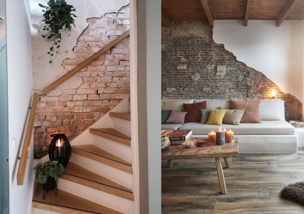 unfinished brick wallpaper ideas