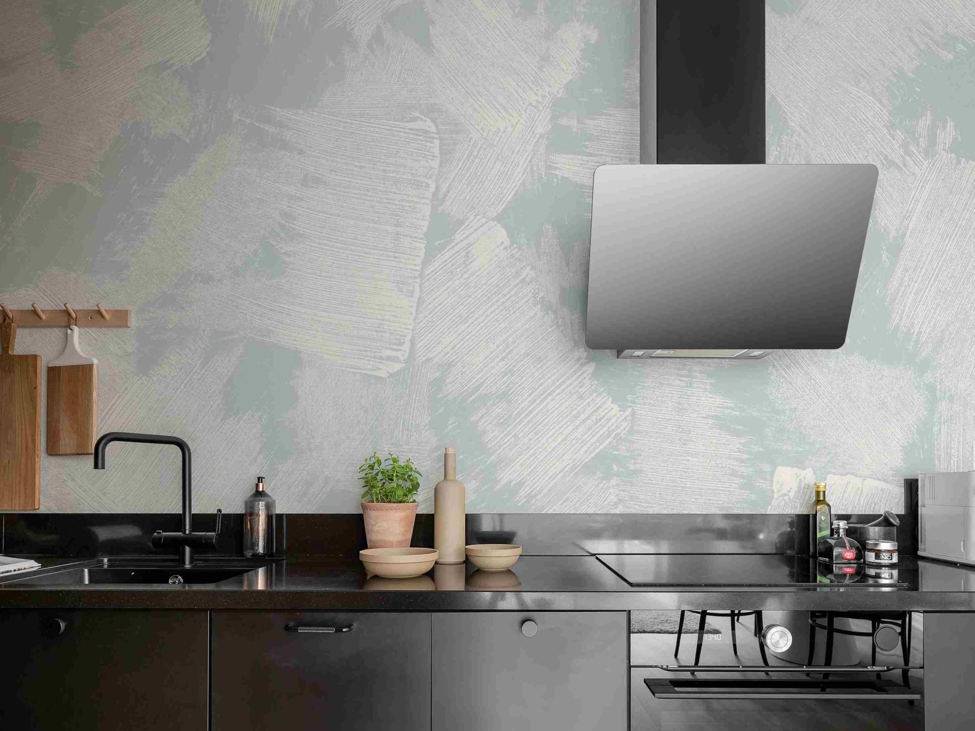 Light Blue Brush Kitchen Wallpaper