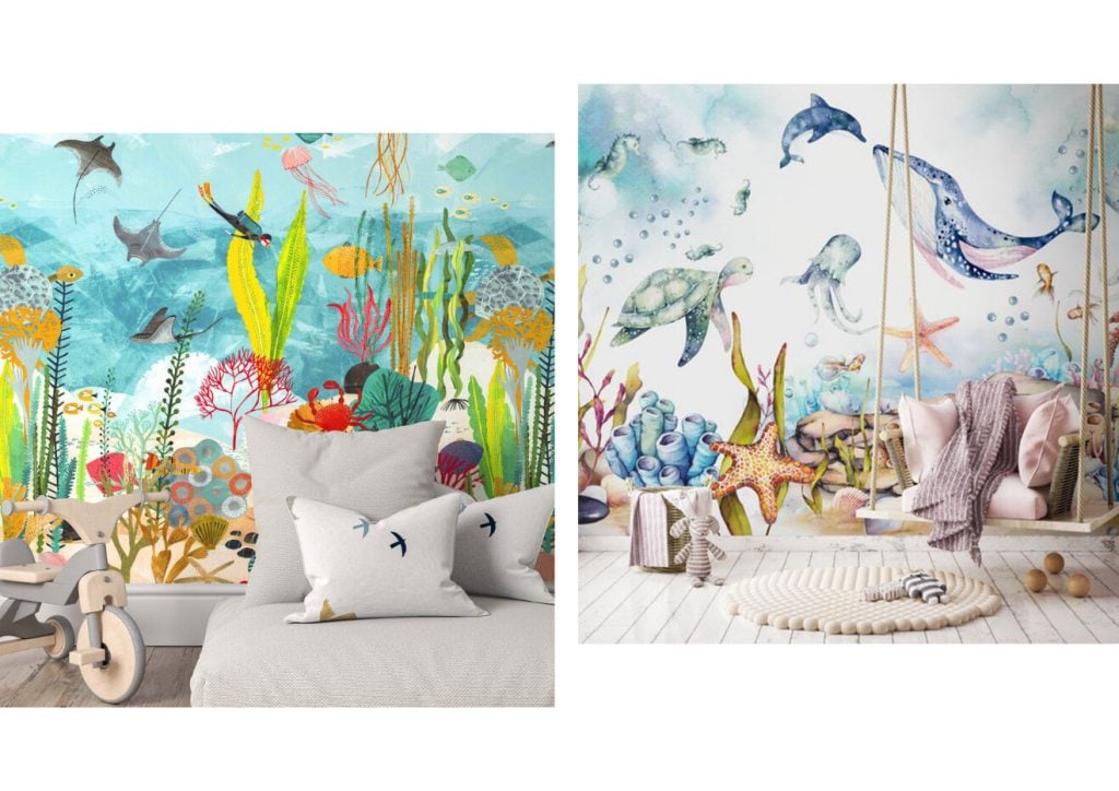 marine wallpaper for kids room design ideas