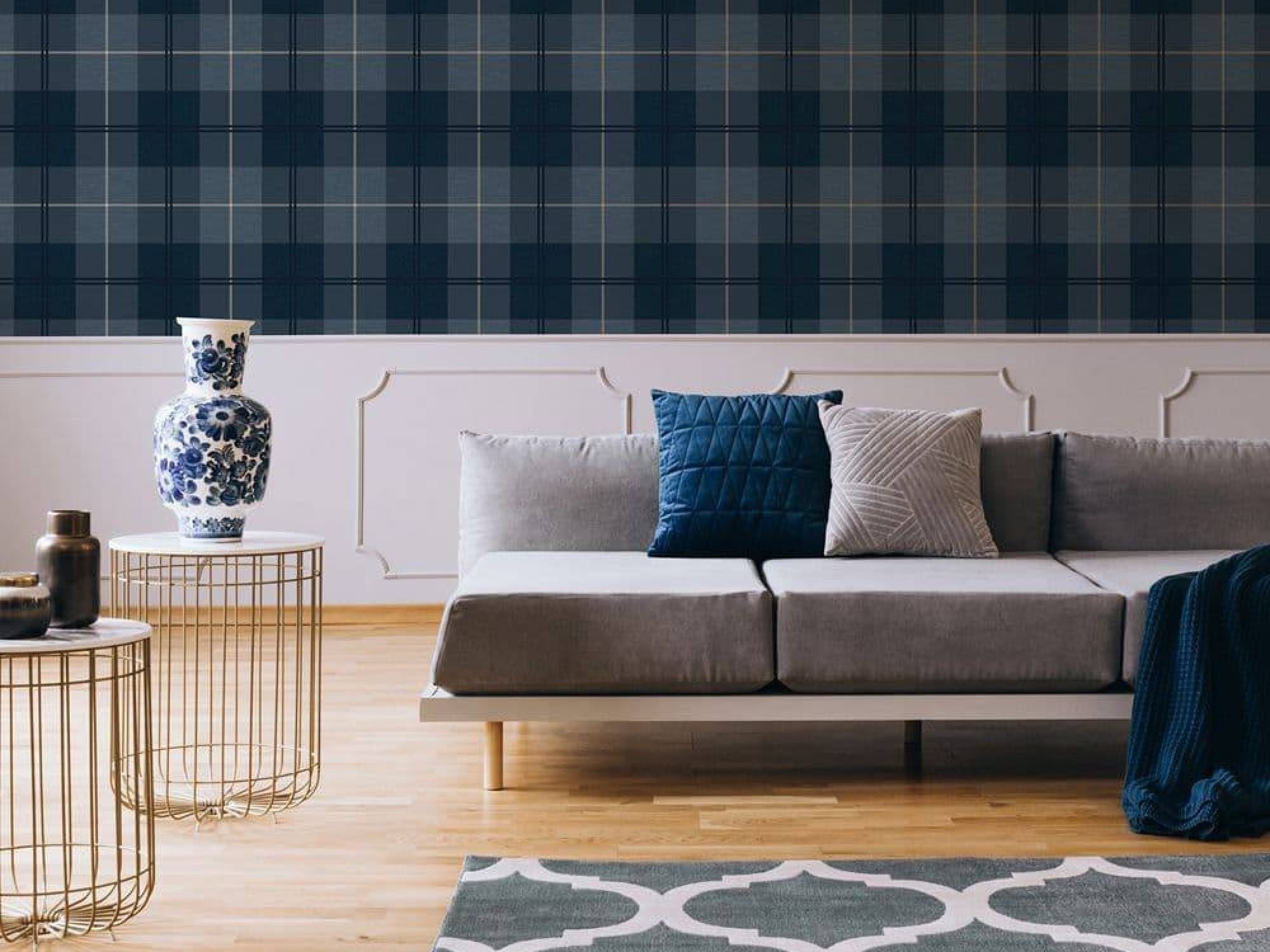 Heritage Tweed Navy - Ways to Use Wallpaper