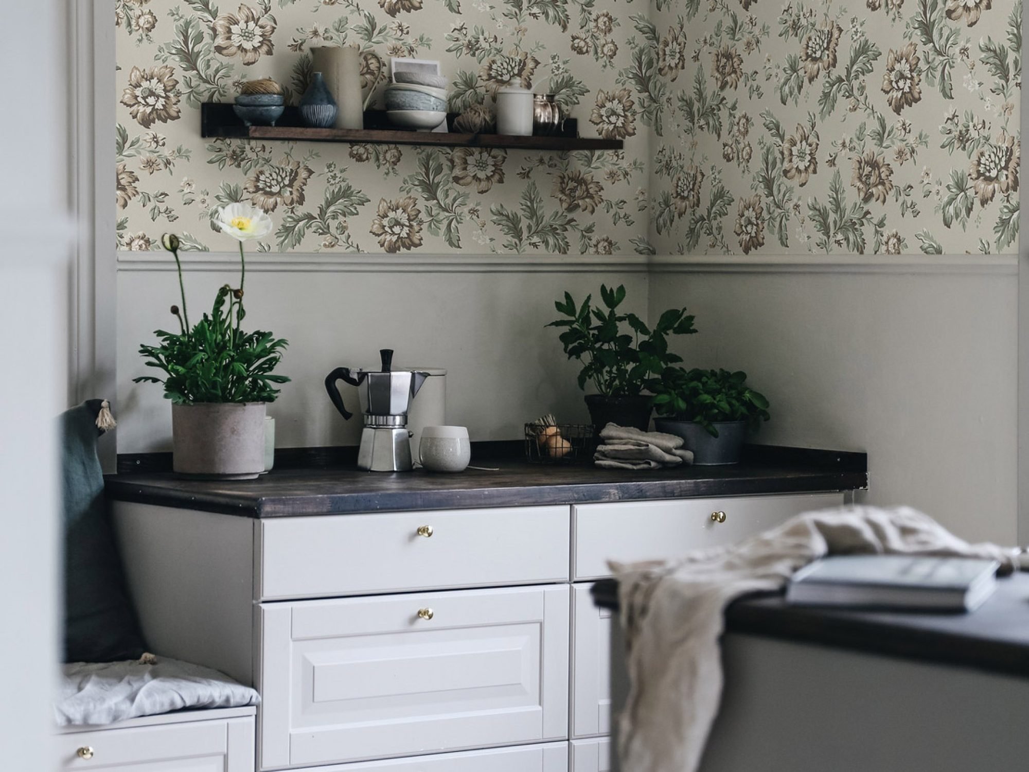 Rosenholm Wheat 407-29 Soft Floral Wallpaper