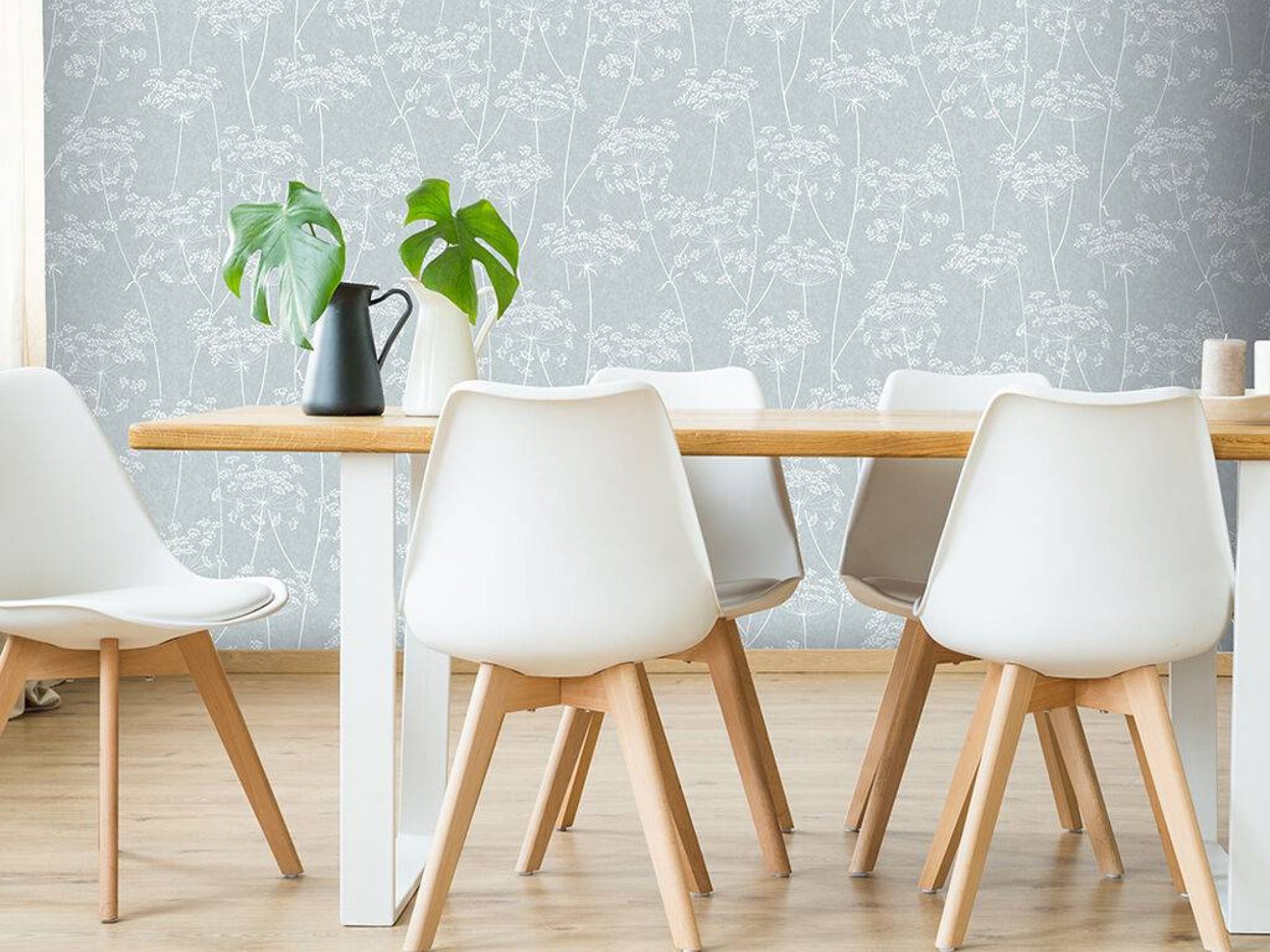 Aura Blue Soft Floral Wallpaper