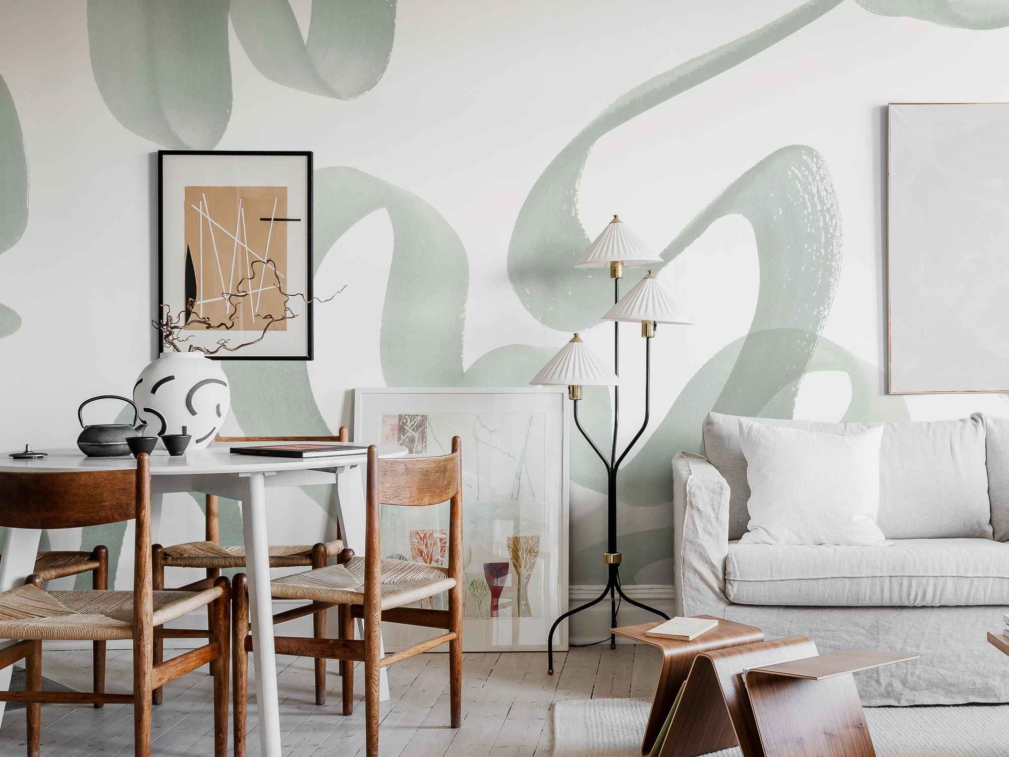 Waves Green Abstract Mural Wallpaper