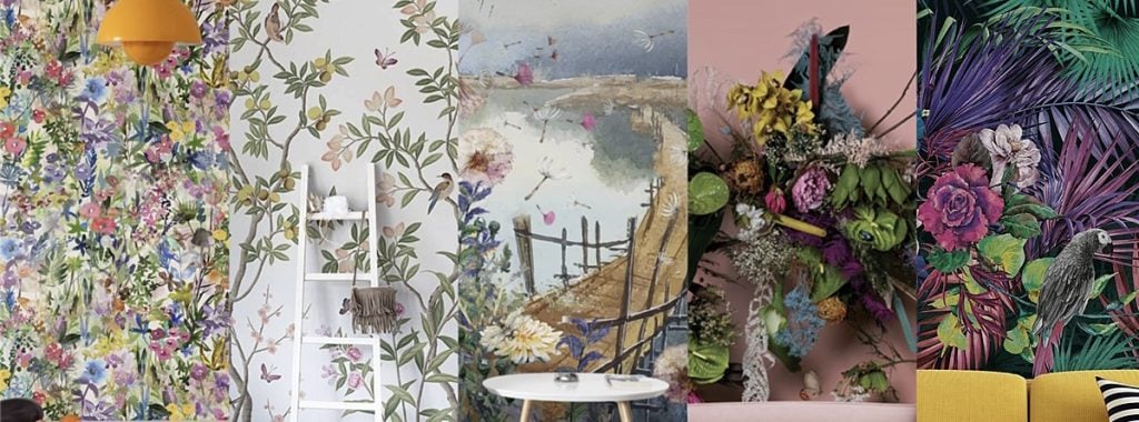 floral interior design ideas with floral wallpaper