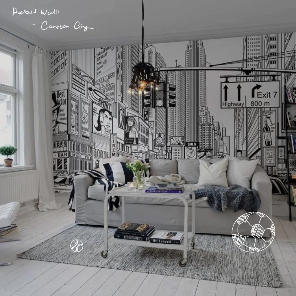 wall murals: cartoon city