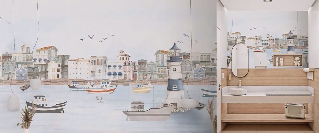 Blue Lighthouse for toilet Wallpapers for kindergarten