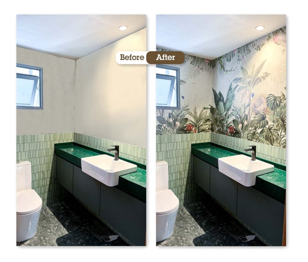 natural wallpaper for toilet wall transformation