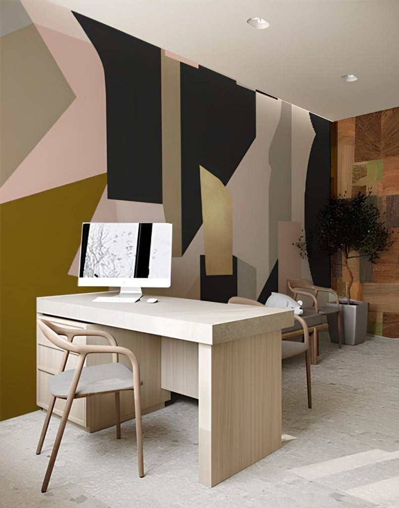 geometric wallpaper for the office