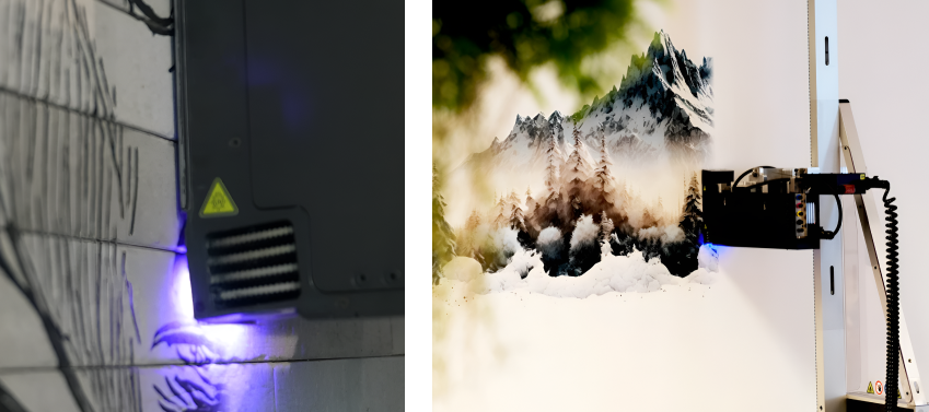 Print on wall using UV technologies