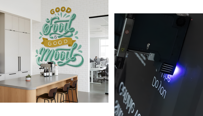 Kitchen pantry, using print on wall technologies uv