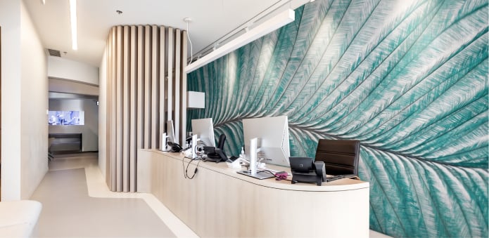 Premium wallpaper at reception area