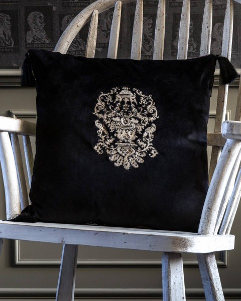 MINDTHEGAP | MANOR CREST Velvet Embroidered Cushion | LC40043