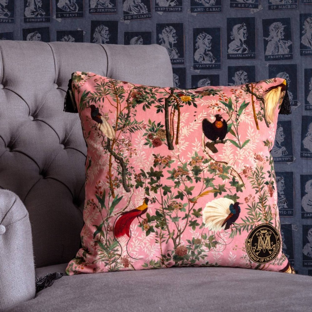 MINDTHEGAP | ROYAL GARDEN Pink Velvet Cushion | LC40055