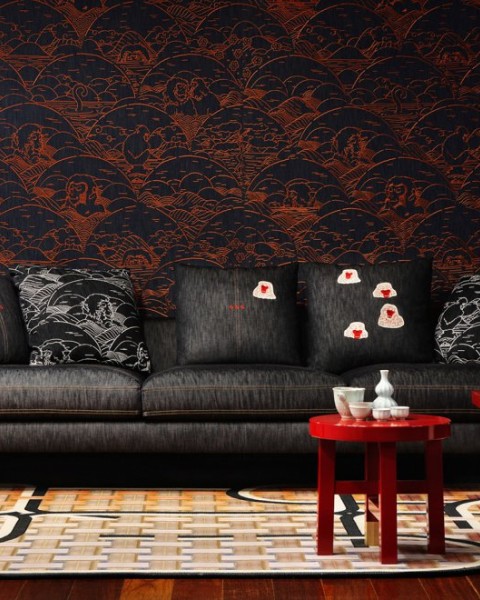 Indigo Macaque | MO3000 | Moooi Wallcovering Tokyo Blue 