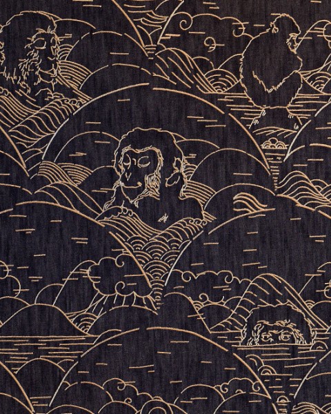Indigo Macaque | MO3001 | Moooi Wallcovering Tokyo Blue 