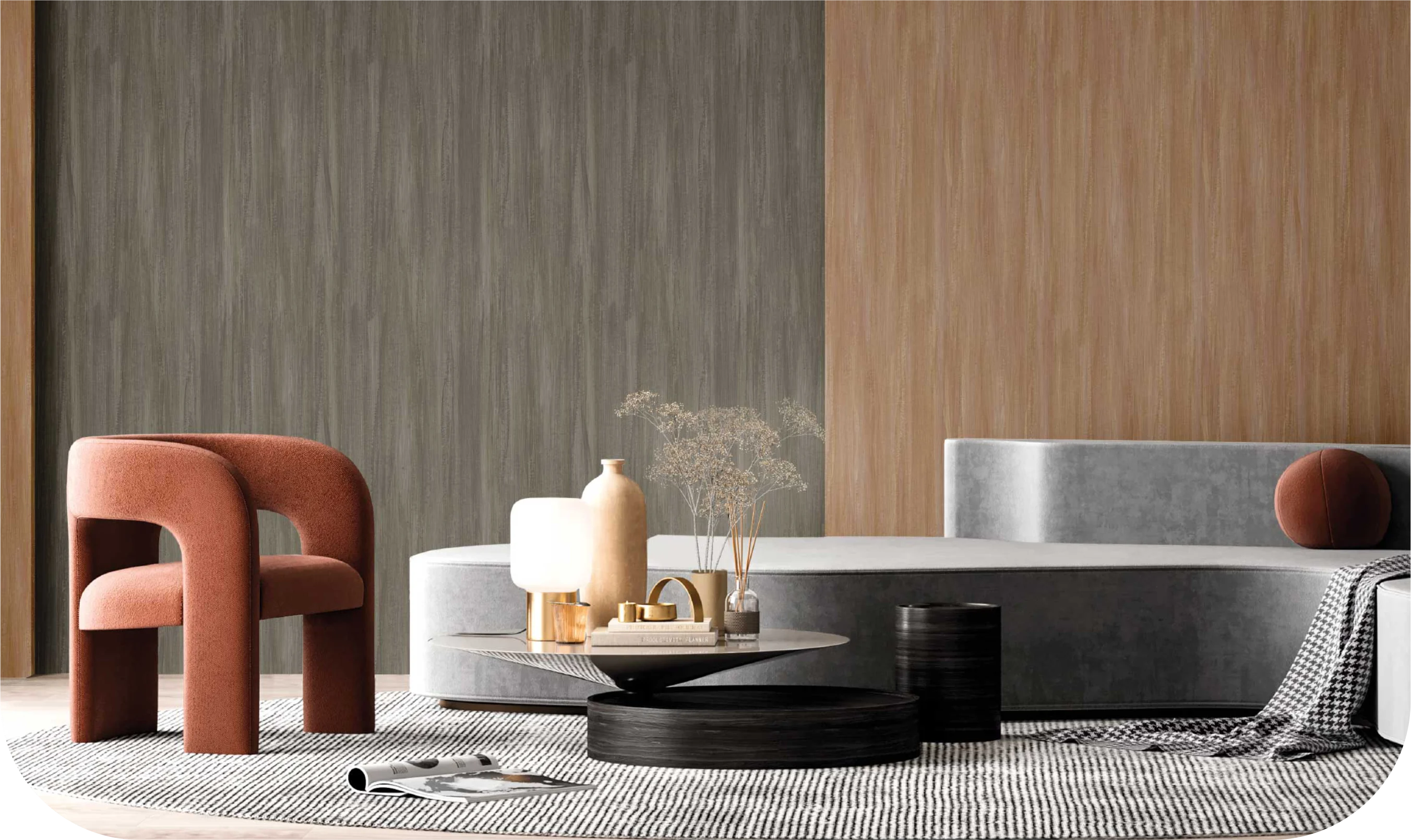 Living Room with UNITI Wallpaper 