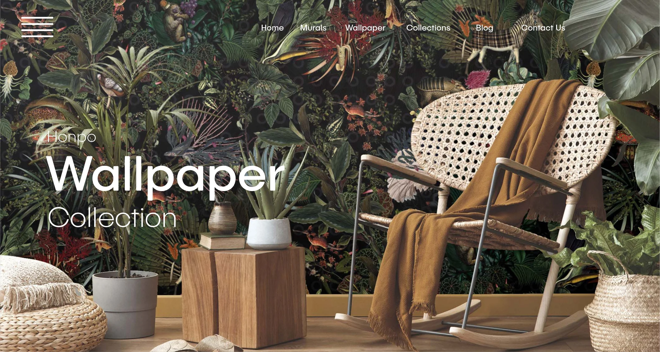 home interior with blue tropical wallpaper desktop