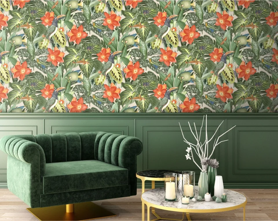 Green tropical wallpaper for your home