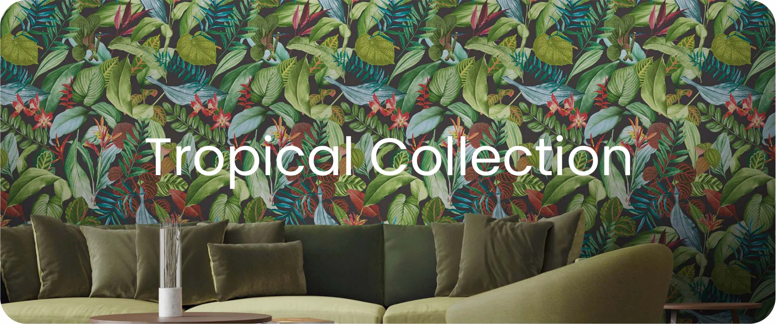 Green Tropical Wallpaper at living room