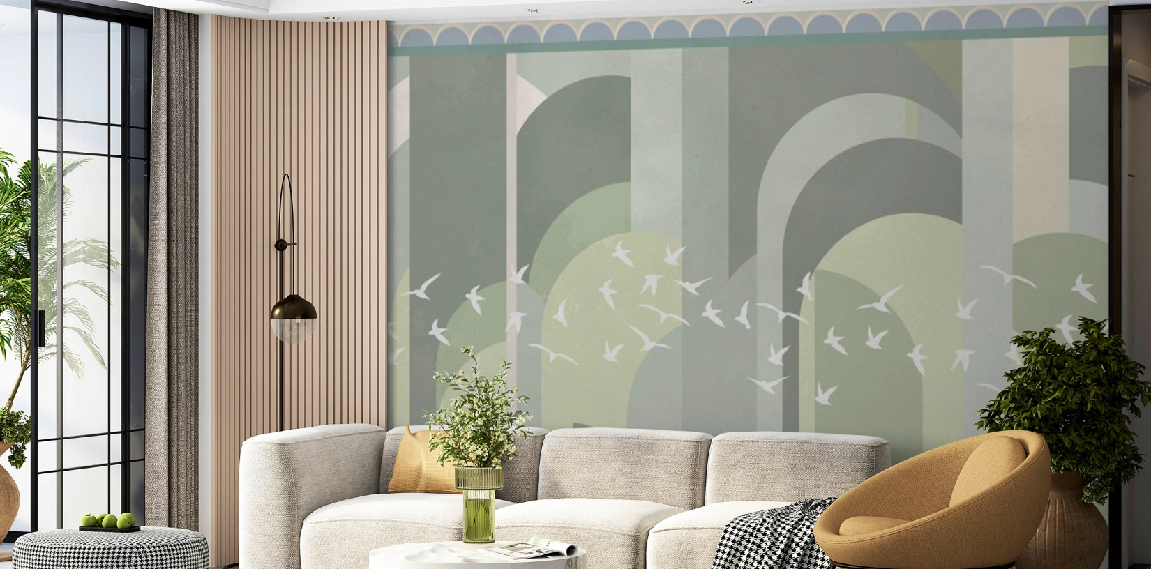 Big mural art deco style with green color