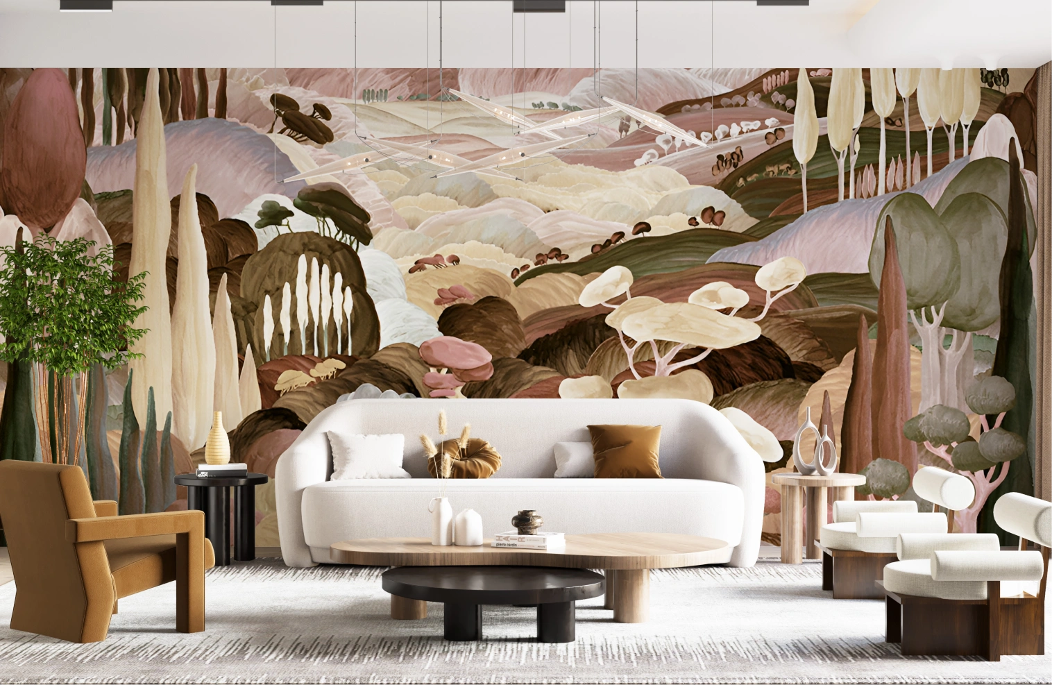 Living room at home use wallpaper mural landscape