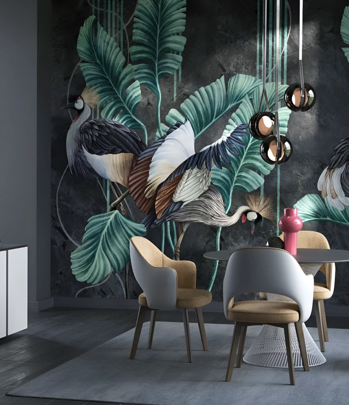 Floral themed wallpaper with elegant black tones
