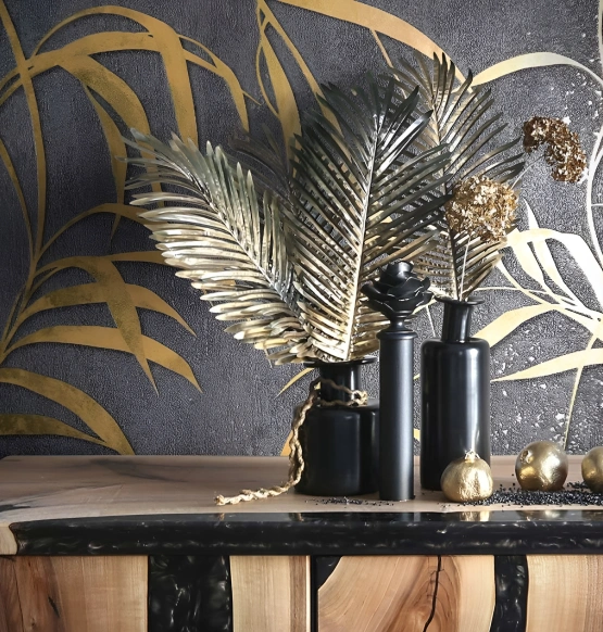 Simple elegant leaves mural wallpaper 