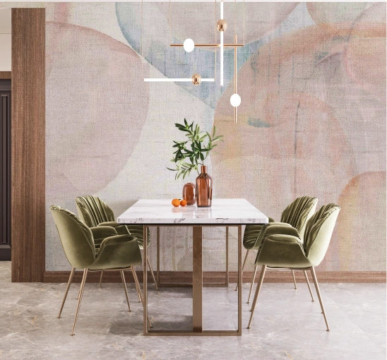 Big gradient wallpaper at dining room