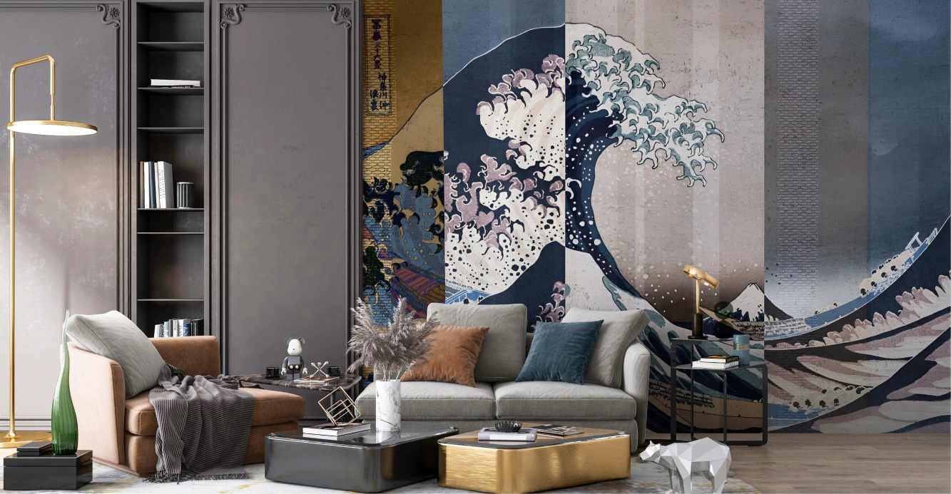 Wave wallpaper with variation design mural