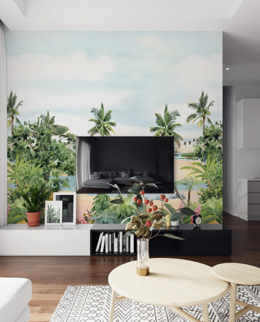 Beach wallpaper themed at tv Wall