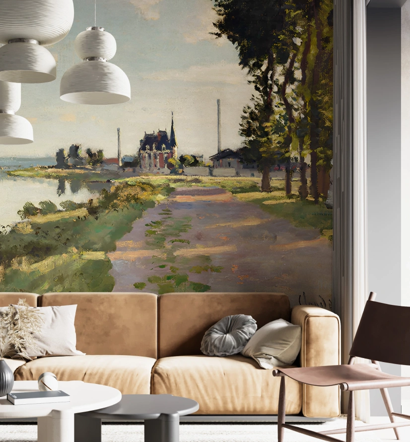 Landscape mural wallpaper for living room