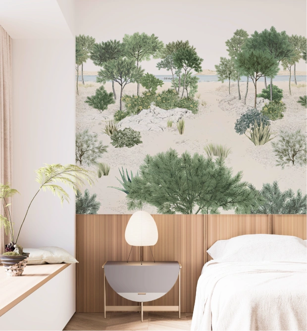 Simple beach wallpaper at bedroom