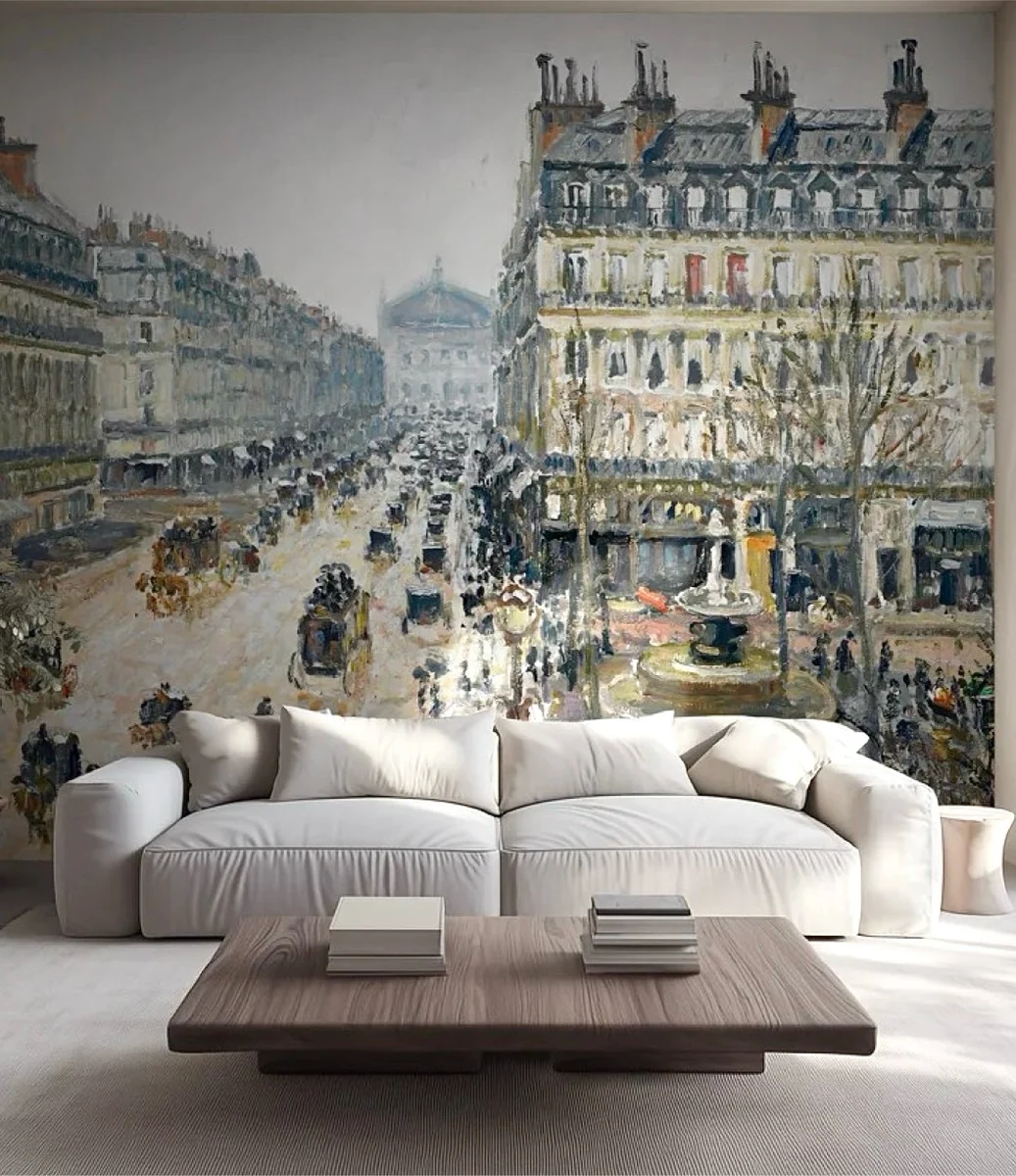 Honpo WP French Theater Square Paris by Camille Pissarro Vintage Art Wallpaper