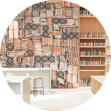 Brick with Modern Vibe Library Wallpaper