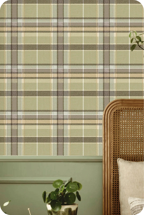 Checkered pattern with green sage wallpaper
