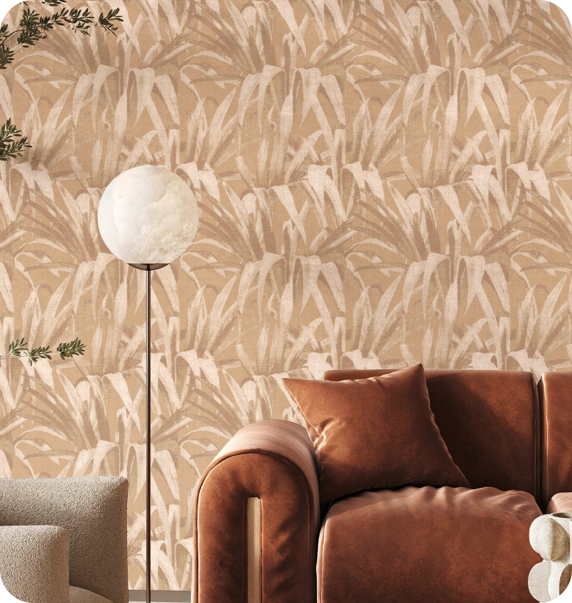 Orange tropical leaves pattern wallpaper