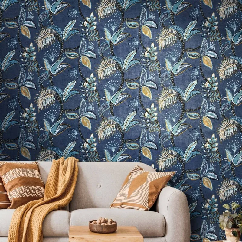 Blue tropical leaf concept wallpaper for your home