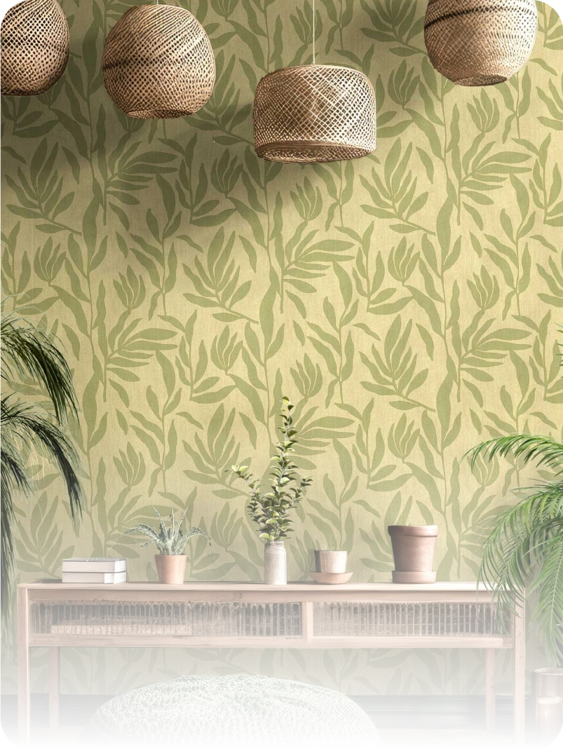 Green Matisse Wallpaper suit with any wood interior