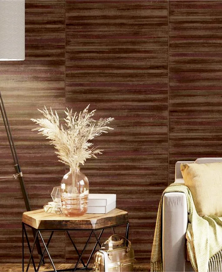 Wood texture wallpaper in living room
