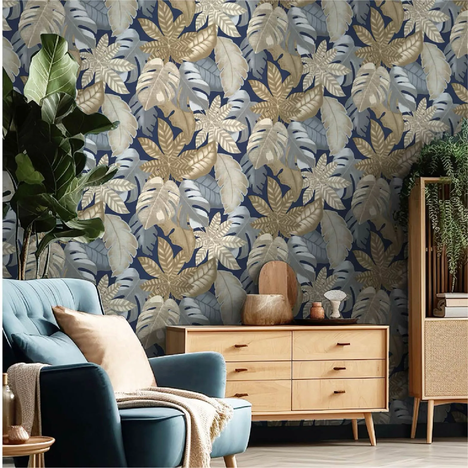 Perfect look of Living Room with Giungla II Wallpaper