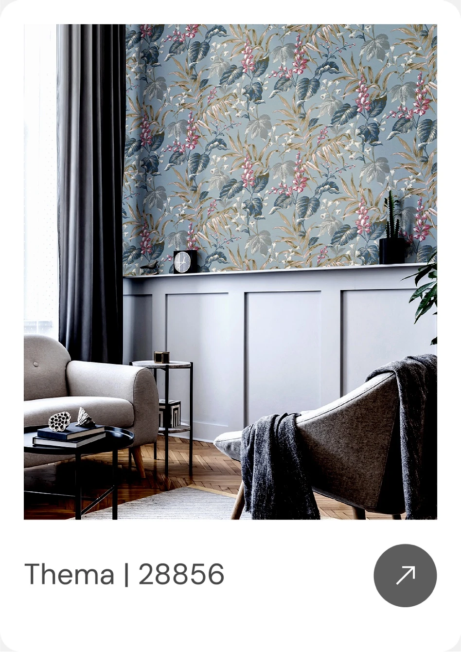 Grey with blue tone wallpaper floral